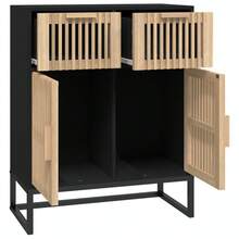 Buffet vidaXL noir 60x30x75 cm en bois massif - Noir - Voir 7