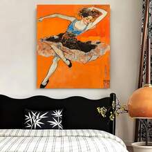 Framed [Flat] 1pc Egon Schiele Moa 1911 Dancer Print With Frame - Modern Abstract Wall Art, High-Quality Orange Black Blue Artwork For Living Room, Bedroom, Home Office Decor - Unique Gift Idea, Bedroom Artwork, Dancer Poster, Bold Color Design, Detailed Artwork, Flat, Perfect For Room Decor - Đóng khung - Xem 3