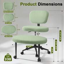 Ergonomic Cross Legged Office Chair,Height Adjustable Meditation Chair With Wheels,ADHD Chair For Adults,Teddy Fabric Yoga Kneeling Chairs With Comfortable Back Support (Green) - 薄荷綠 - 查看 2