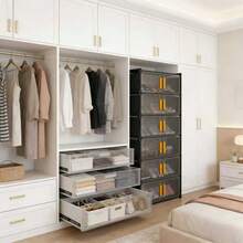 多层鞋架，简约布艺鞋柜，多层收纳架，大容量防尘家用鞋架，易于组装落地式防尘鞋架，卧室和宿舍的理想家居收纳架，适用于运动鞋、高跟鞋、靴子、鞋盒 - 彩色 - 查看 2