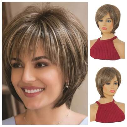Blonde Bangs Short Wig Suitable For Caucasian Women