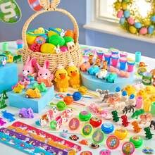 Syncfun 200 Pcs Prefilled Easter Eggs With Toys Plus Stickers, Easter Eggs Filled With Assorted Toys For Easter Eggs Hunt, Easter Basket Stuffers Fillers, Easter Party Favor - 彩色 - 查看 8