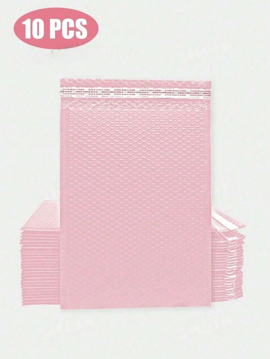 10pcs Matte Co-Extrusion Film Bubble Envelopes, Thickened Waterproof Shock-Proof Clothing Express Packaging Foam Bags, Envelope Bubble Bags, Express Bubble Mailers, Bubble Cushion Bags, Express Packaging Bags, Foam Envelopes, Gift Packaging Bags - Pink - View 1