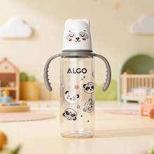 1个240毫升卡通小熊婴儿奶瓶，直筒带提手，防胀气宽口奶瓶，液体硅胶奶嘴，耐咬，适合日常使用 - 彩色 - 查看 10