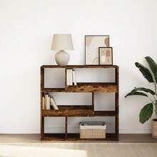 vidaXL Bibliothèque/Séparateur de pièce chêne fumé 100x33x94,5 cm - Tabac - Voir 1