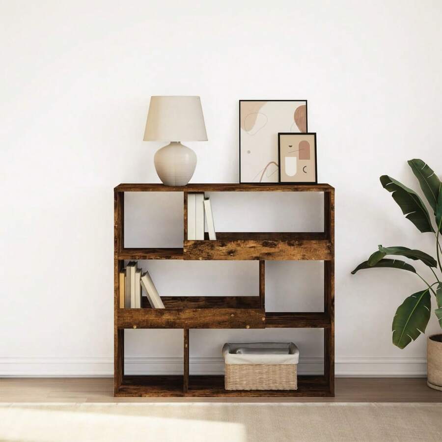 vidaXL Bibliothèque/Séparateur de pièce chêne fumé 100x33x94,5 cm - Tabac - Voir 1