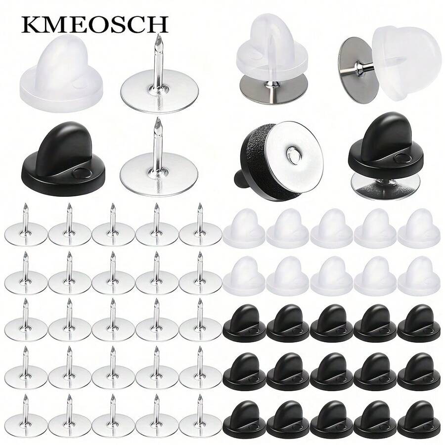 100 Pcs Rubber Blank Pin Backs Butterfly Clutch Backings Holder Tie Tacks Keepers Replacement With 9mm Length 10mm Width Lapel Enamel Pins For Craft Making - The Cap Has Spikes - View 1