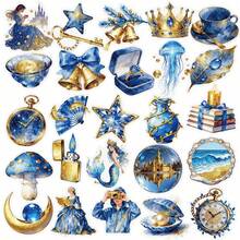 200张CutePals透明PET材质蓝金贴纸，图案为梦幻星空小屋和INS风格。这些可爱的动漫贴纸可以粘贴在书籍、日记本、手机壳、笔记本电脑、平板电脑和剪贴簿等物品上。 - 彩色 - 查看 3