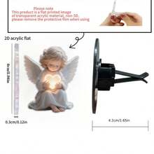 Cute Angel Air Vent Clip With Heart - Adorable Valentine's Day Car Decor Accessory For Car Acessesories Interior, Perfect As Thoughtful Gifts For Men, Gifts For Boyfriend Or Unique Car Stuff For Women - A Sweet Angel-Shaped Accesorios Para Carro Featuring A Closed-Eyes Angel Holding A Heart - Charming Air Vent Decoration To Add Warmth And Style To Your Daily Drive - 出風口裝飾品 - 查看 4