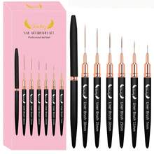 Nail Art Liner Brushes, 6Pcs Painting Nail Art Brush Set Nail Dotting Drawing Tool For Long Lines, Thin Details, Fine Drawing - Multicolor - View 1
