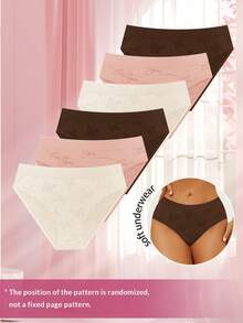 MEIYATING 6pcs/Pack Women's Seamless Ribbed Low-Rise Printed Comfortable Panties - Multicolor - View 6