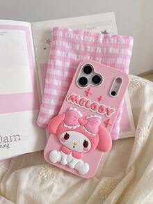 Sanrio Cute Cartoon My Melody Compatible With IPhone 17 Pro Max Phone Case, 16 Plus Fingerprint-Resistant Soft Silicone Cover, 15 3D, 14 Pro Max Full Body, 13 Anti-Fall, 12/11 Lovely & Dirt-Resistant, - Pink - View 2