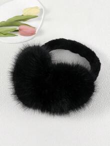 2pcs/Set Warm Plush Earmuffs, Thick Cute Earmuffs For Women & Men, Couple Winter Cold-Proof Earmuffs - Black and White - View 2