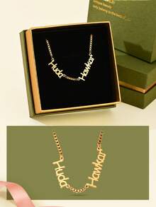 [Valentine's Day Selection] Personalized Customized Necklaces, Customized Text Necklaces, Multi Name Jewelry Necklaces, Customizable Multi Name Necklaces, Box Chains, Valentine's Day Gifts, Gold Stainless Steel Jewelry, Customization, Gift Box Style (Including High-End Gift Boxes That Can Be Given As Gifts), Gift Selection. - Selected Items - View 2