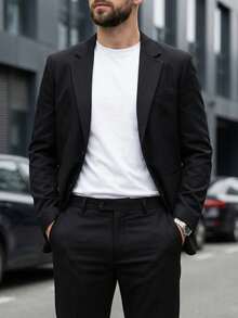 男士正式商务西装外套，办公通勤款 - 黑色 - 查看 3