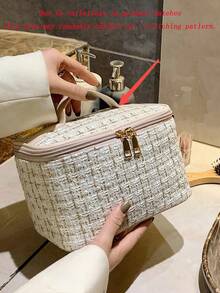 1个大容量旅行化妆包，便携式假日化妆包，多功能金属拉链收纳袋，防水浴室洗漱包，适用于口红、眉笔、化妆刷等，旅行必备品，旅行配件，假日必需品，情人节礼物，生日礼物，伴娘礼物，女士礼物，冬季新品 - 彩色 - 查看 11