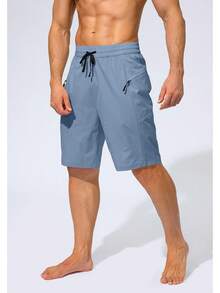 Men's Swim Trunks Quick Dry Board Shorts With Zipper Pockets Beach Shorts Bathing Suits Men - No Mesh Liner - Light Blue - 查看 3