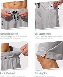 Men's Swim Trunks Quick Dry Board Shorts With Zipper Pockets Beach Shorts Bathing Suits Men - No Mesh Liner - 淺灰色 - 查看 6