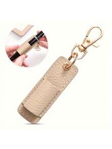 1pc Portable Pen Clip Keychain, Compact Leather Pen Holder With Keyring - Multicolor - View 7