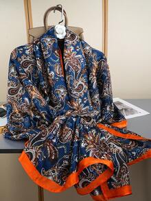 1pc Fashionable Outdoor Shawl Scarf, New Printed Scarf, Luxury Neckerchief 85*180CM, Women Silk Scarf - Multicolor - View 6