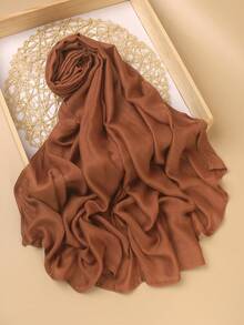 1条高品质纯色柔软透气粘胶纤维头巾，适合日常搭配长袍或连衣裙佩戴