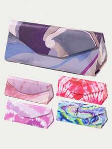 1pc Women's Colorful Painting Print Foldable Eyeglasses Case, Suitable For Outdoor Matching - Multicolor - View 13