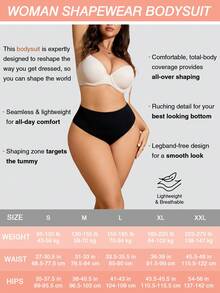 Quần lót định hình dáng người dành cho nữ, kiểu quần lọt khe, thiết kế cạp cao, giúp kiểm soát vùng bụng và nâng mông. - màu đen - Xem 5