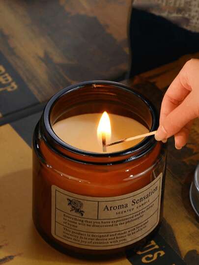 1pc Vintage Amber Jar Scented Candle: 100% Pure Soy Wax, Aromatherapy For Relaxation (Sleep Aid/Stress Relief) - Candle Gift Set For Women/Mothers, Valentine's Day/Ramadan/Wedding Decor/Birthday, Includes Candle Holder - Bedroom/Room Decor, Suitable For Yoga/Bath/Meditation