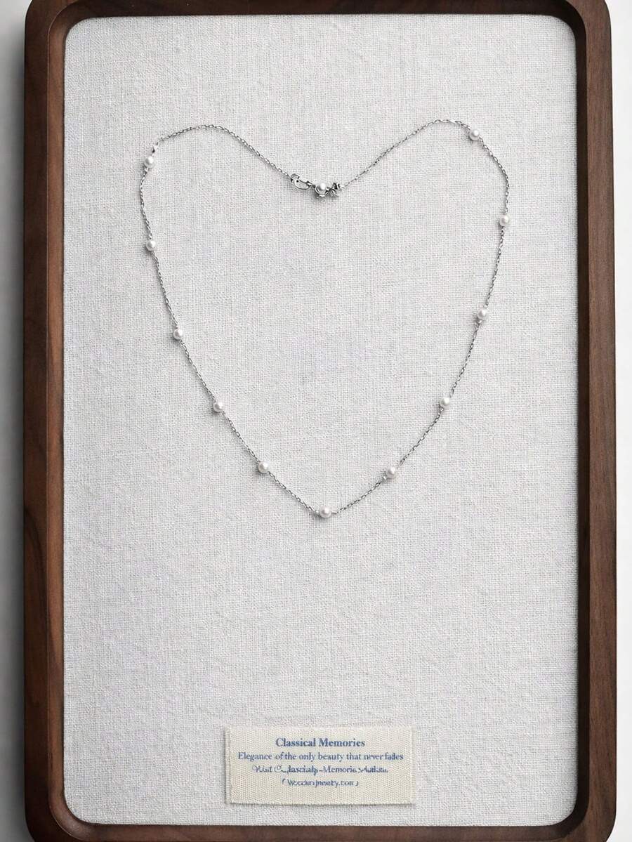 925纯银星光珍珠项链，简约珍珠链，优雅日常饰品