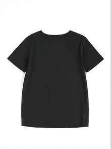 Women's Halloween Graphic Tee "I'M A GOOD WITCH Most Of The Time" Print Casual Crew Neck Short Sleeve T-Shirt Top - 黑色 - 查看 2