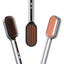 stylefi Heated Hair Straightening Brush With LCD Display, Anti-Frizz Electric Hair Straightener - Silver - View 7