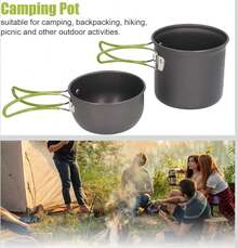 Juego de utensilios de cocina para acampar, son ligeros , portátiles, fáciles de limpiar y transportar diseñados para actividades al aire libre como camping y picnic. - Gris - Ver 7