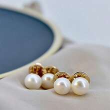 10-Piece Set Of Elegant Round Pearl Buttons- Seamless, Anti-Exposure Collar And Bra Buttons, Suitable For Shirts And Cardigans- White/Black - 白色 - 查看 3