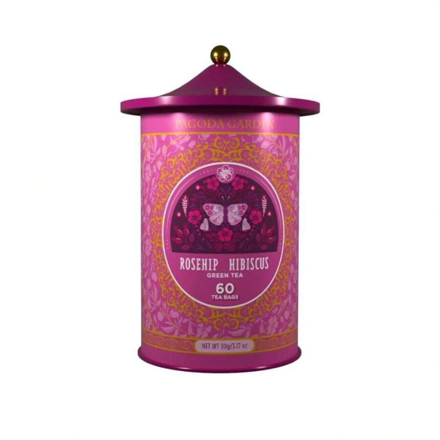 Life Plus Style Gourmet Pagoda Garden Rosehip Hibiscus Green Tea Herbal Tea Caffeinated Hot Or Iced Natural Ceylon 60 Tea Bags - ColorC - 查看 1