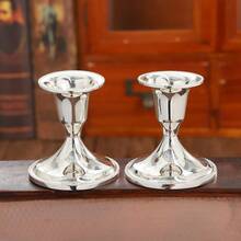 Five-Branched Candlestick, Sturdy Cast Iron Candlestick, Handcrafted Vintage Candlestick, Gothic Candlestick, Column Candlestick For Christmas, Birthday, Wedding And Home Decoration (Silver). - Bạc - Xem 5