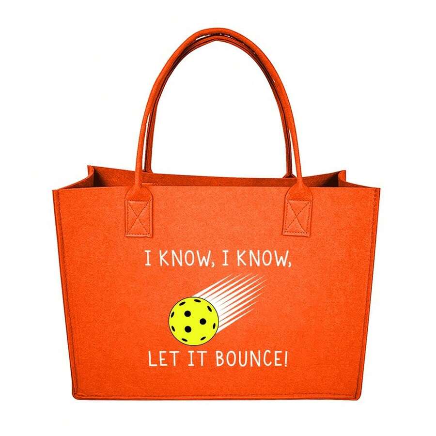 Let It Bounce (Bocce Ball) Print Felt Tote Bag For Bocce Enthusiasts Sporty Durable Bag. - Fruit Orange - View 1