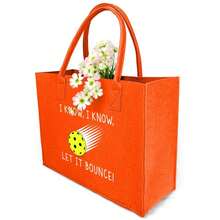 Let It Bounce (Bocce Ball) Print Felt Tote Bag For Bocce Enthusiasts Sporty Durable Bag. - Fruit Orange - View 5