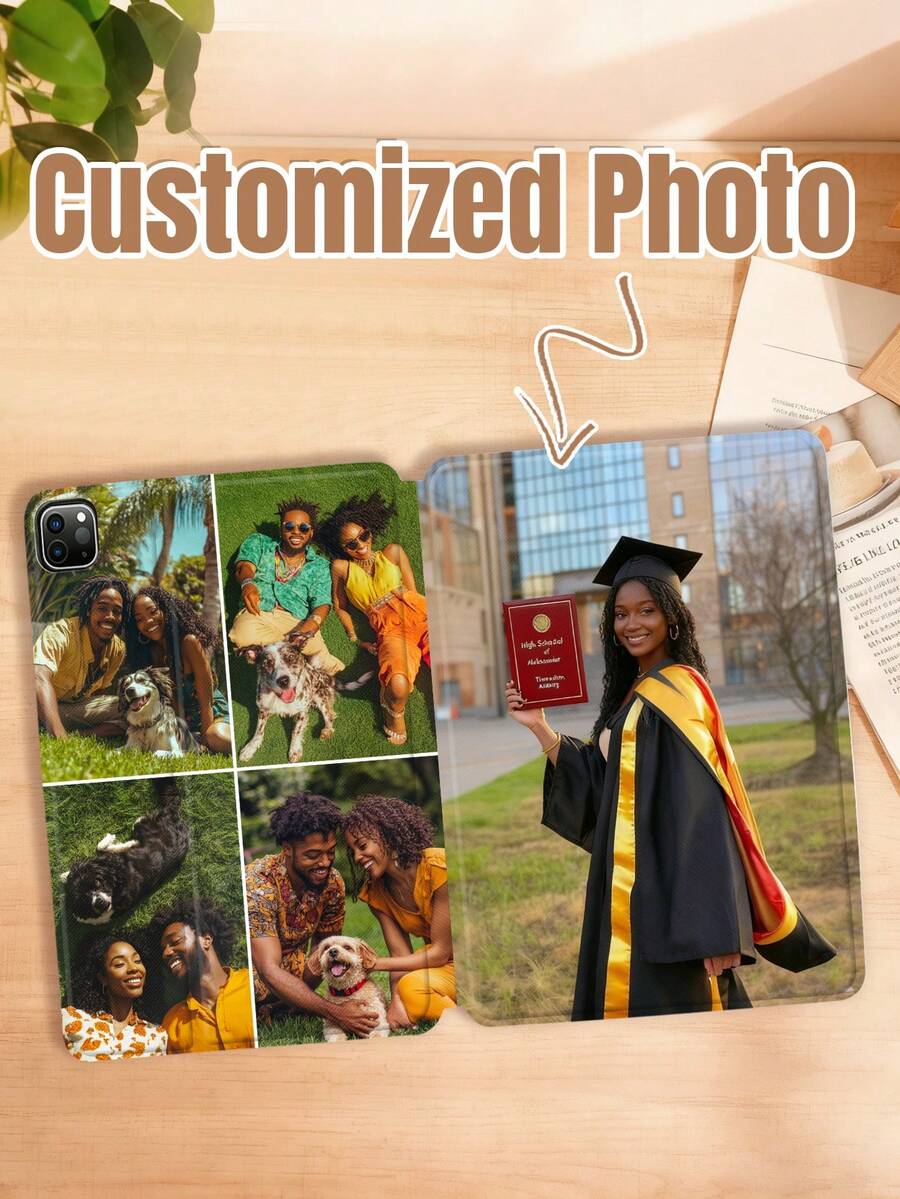 1pc Customized Family Photo, Kids, Pets, Couples Protective Transparent Case Cover For IPad Pro 13, Air 13
