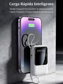 Banco de energía 20000mah carga rápida incorporada con pantalla digital de 4 cables Banco de energía externo portátil - 2 PIEZAS - Ver 8