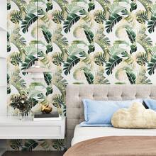 1 Roll Of Fresh Tropical Plant Big Leaf Wallpaper, Exquisite Indoor Decoration Film, Suitable For Decorating Wallpaper In Living Rooms And Bedrooms, Various Room Wall Decoration Wallpapers, Cabinet Wall Renovation, Easy To Install, Handmade Craft Film - Multicolor - View 3