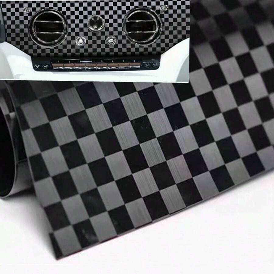 1pc Black Forged Carbon Fiber Sticker, Car Square Forged Carbon Fiber Decal Film - One Size Fits All - View 1