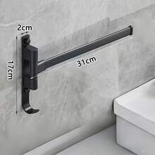 1个铝制毛巾杆，180°旋转淋浴毛巾架带挂钩，适用于浴室，可选1/2/3/4/5根杆以满足不同家庭需求，壁挂式毛巾架，大容量强力承重毛巾架，浴室配件，浴室收纳，浴室毛巾架，可折叠，免钻孔安装，适用于洗手台、厕所和浴室，简单实用。 - 彩色 - 查看 17