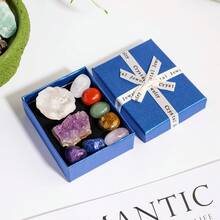 10pcs/Set Natural Crystal Chakra Set Amethyst Cluster Agate Cave Selenite - Crystal Furniture Decoration Gift Set For Christmas Thanksgivi - Chakra Set - View 8