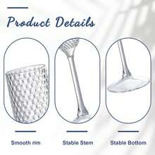 12/8/6/4/3/2/1pcs Set Transparent Plastic Champagne Glasses With Gypsophila, Unbreakable Champagne Flutes, 5.5oz Reusable Diamond Textured Wine Glasses, Suitable For Weddings, Christmas, Parties And Other Large Gatherings - Transparent - View 5