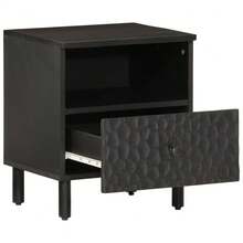 vidaXL Tables de chevet 2 pcs noir 40x33x46 cm bois de manguier solide - Noir - Voir 3