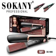SOKANY1906 2-In-1 Hair Straightener & Curler, Negative Ion Steam Hair Straightener With Ceramic Plates - Black - View 2