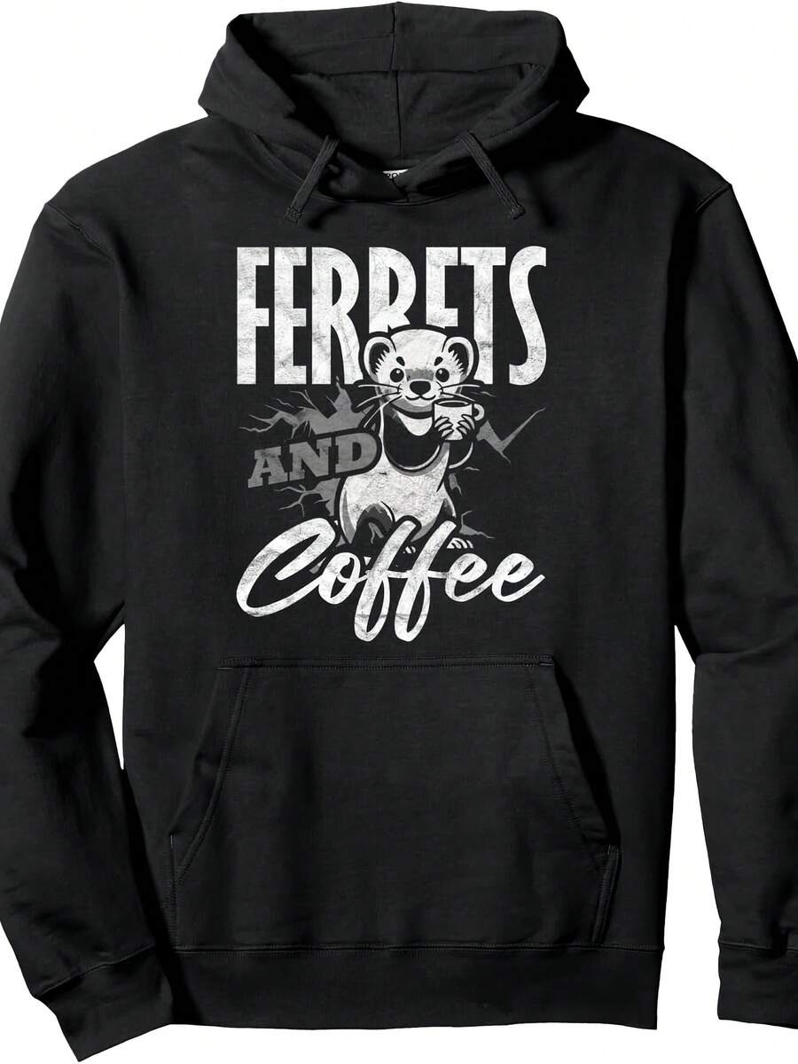 Ferret Exotic Pet Ferrets And Coffee Pullover Hoodie - Style 18 - View 1