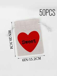 Customized Text, Red/Pink Heart Design Candy Drawstring Bag, Fashion Gift Packaging Bag, Reusable, Suitable For Valentine's Day/Wedding/Birthday Party, Friend Gift Exchange Packaging Bag - Multicolor - View 19