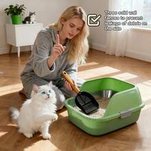 1个不锈钢猫砂铲，专为细颗粒猫砂设计，大号，方便铲取细小猫砂。