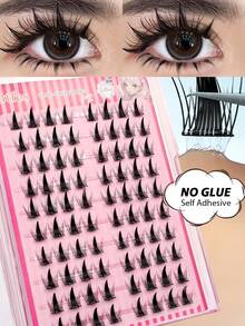 Asiteo 80pcs C-Curl Lash Extension Clusters, Bulu Mata Palsu Gaya Kartun DIY, Bulu Mata Palsu Campuran Panjang Alami, Ekstensi Bulu Mata Individual untuk Makeup - C - View 1